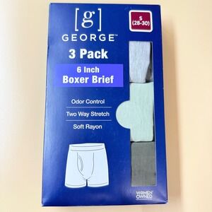 George Men's Soft Touch Rayon Boxer Briefs 3 Pack Small Green Underwear